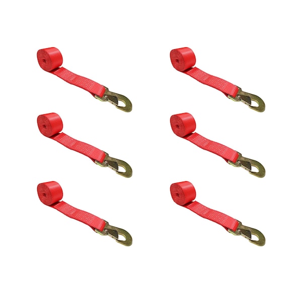 2" x 10' Lasso Strap w/ O Ring Auto Tie Down Wheel Lift Tow Truck Trailer Red, 6PK